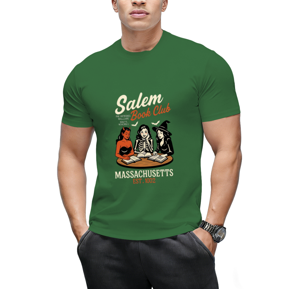 Salem Book Club Retro Halloween Graphic T-Shirt