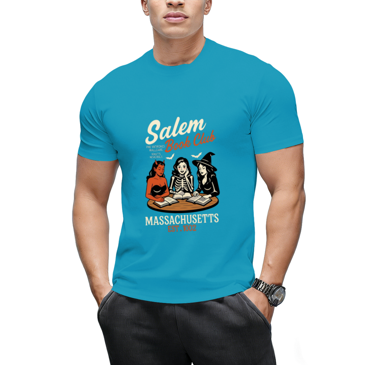 Salem Book Club Retro Halloween Graphic T-Shirt