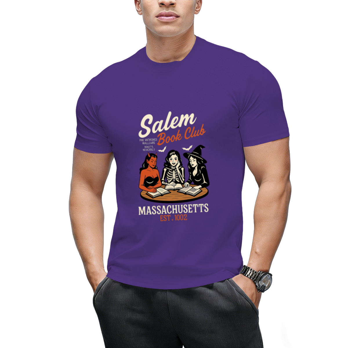 Salem Book Club Retro Halloween Graphic T-Shirt