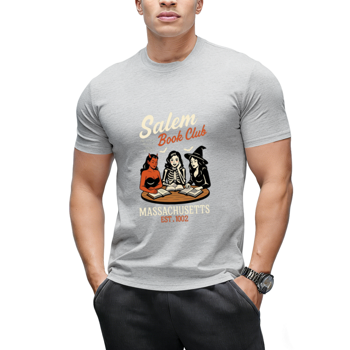 Salem Book Club Retro Halloween Graphic T-Shirt