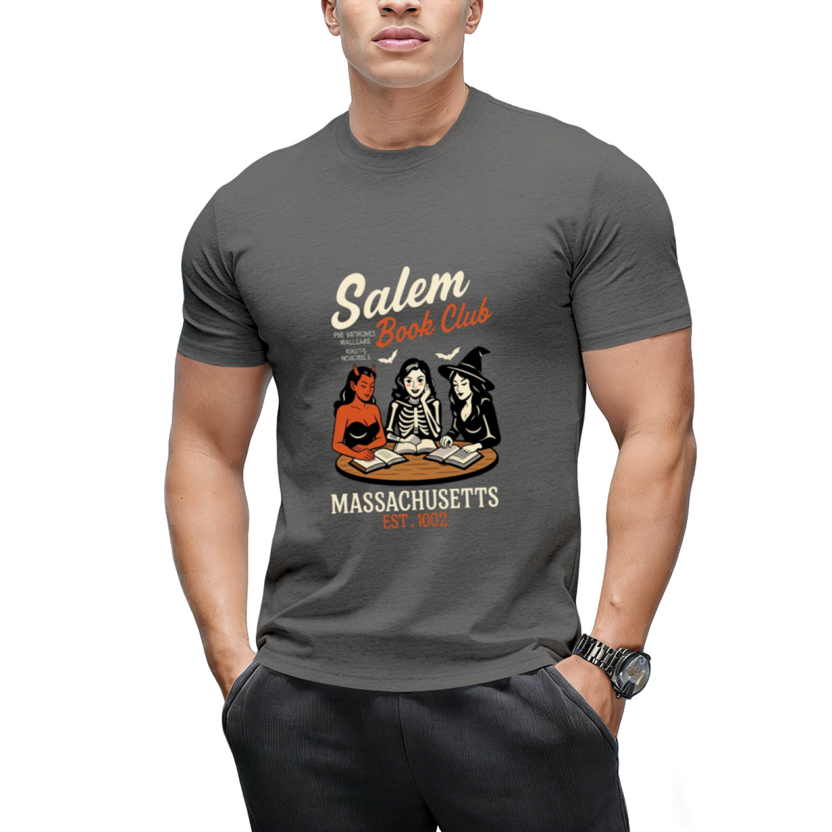Salem Book Club Retro Halloween Graphic T-Shirt