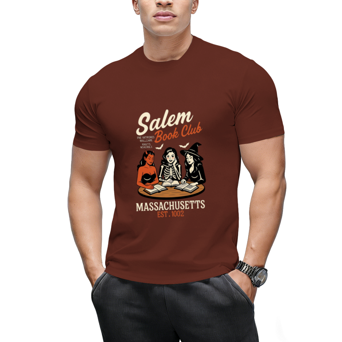 Salem Book Club Retro Halloween Graphic T-Shirt