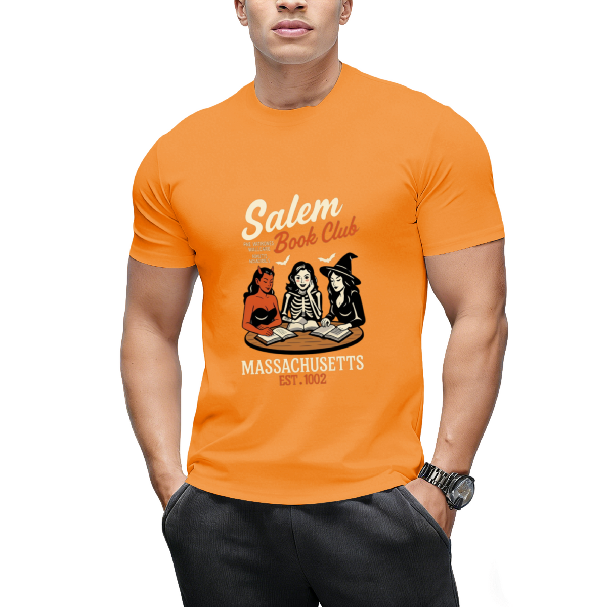 Salem Book Club Retro Halloween Graphic T-Shirt