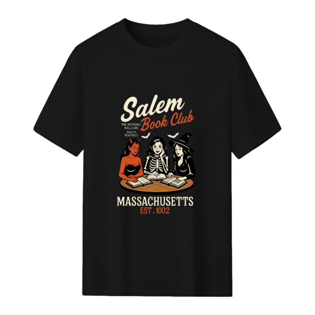 Salem Book Club Retro Halloween Graphic T-Shirt