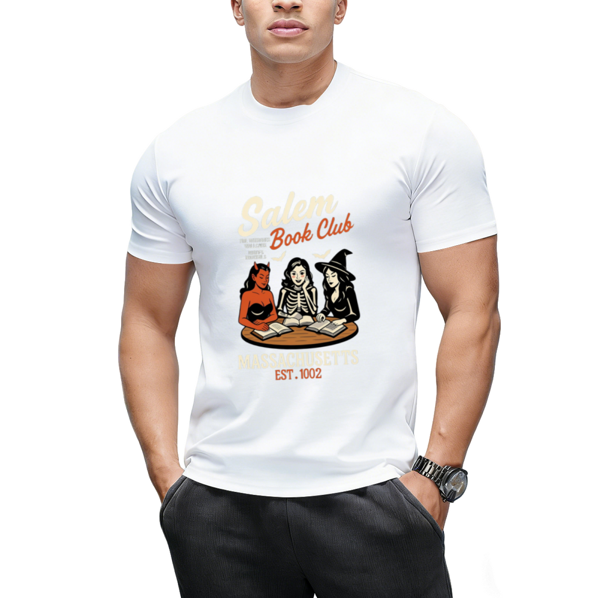 Salem Book Club Retro Halloween Graphic T-Shirt