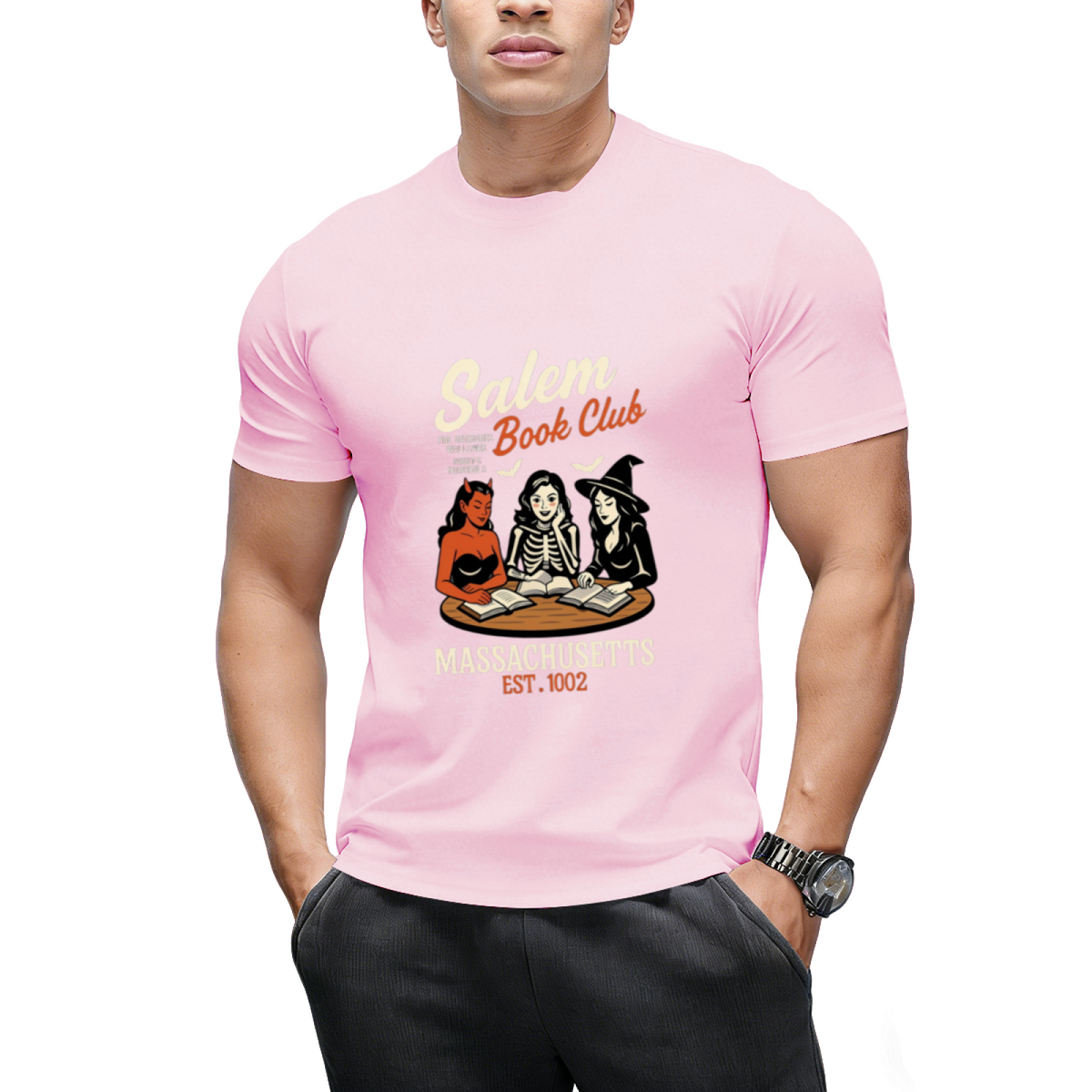 Salem Book Club Retro Halloween Graphic T-Shirt