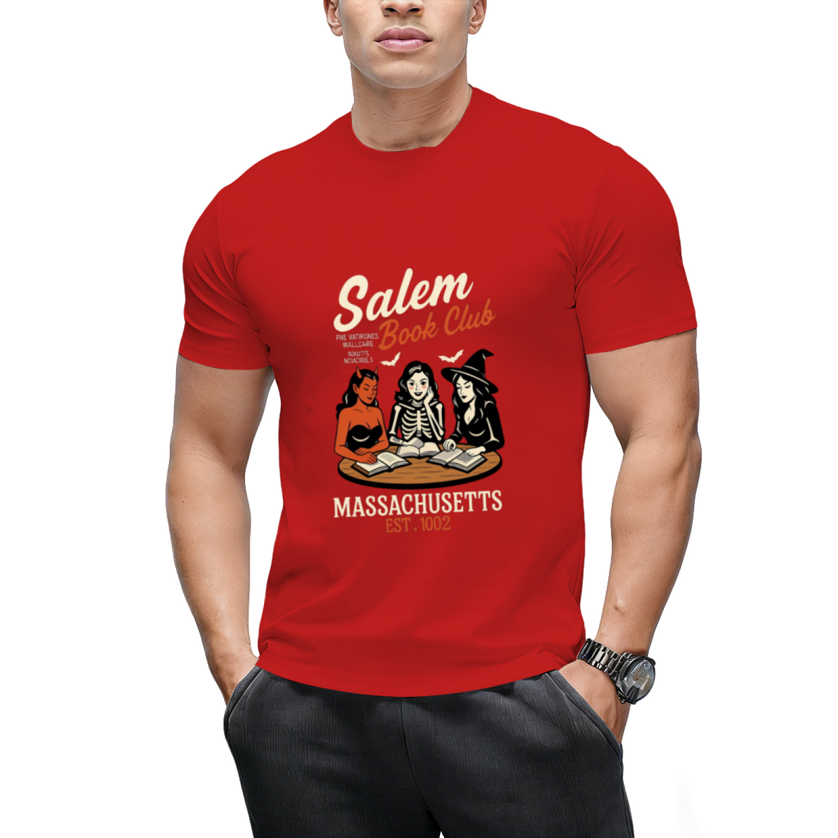 Salem Book Club Retro Halloween Graphic T-Shirt