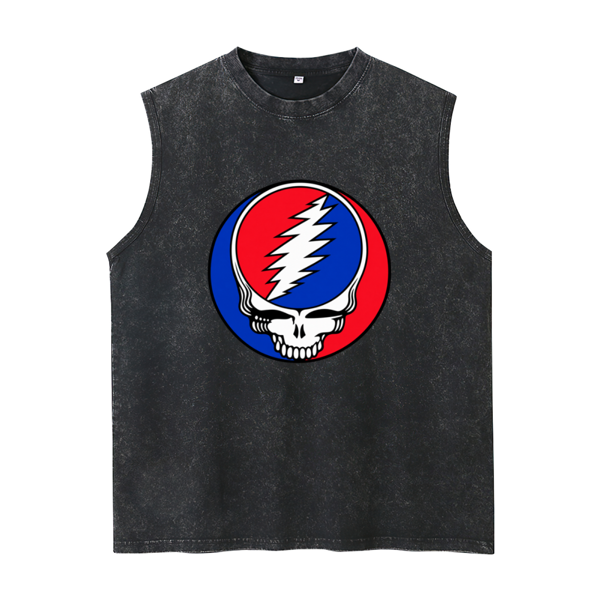 Grateful Dead washed graphic tank top with Steal Your Face Left Chest graphic