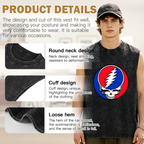 Grateful Dead washed graphic tank top with Steal Your Face Left Chest graphic