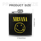 Nirvana Classic Smiley 6oz vintage-style stainless steel hip flask product image