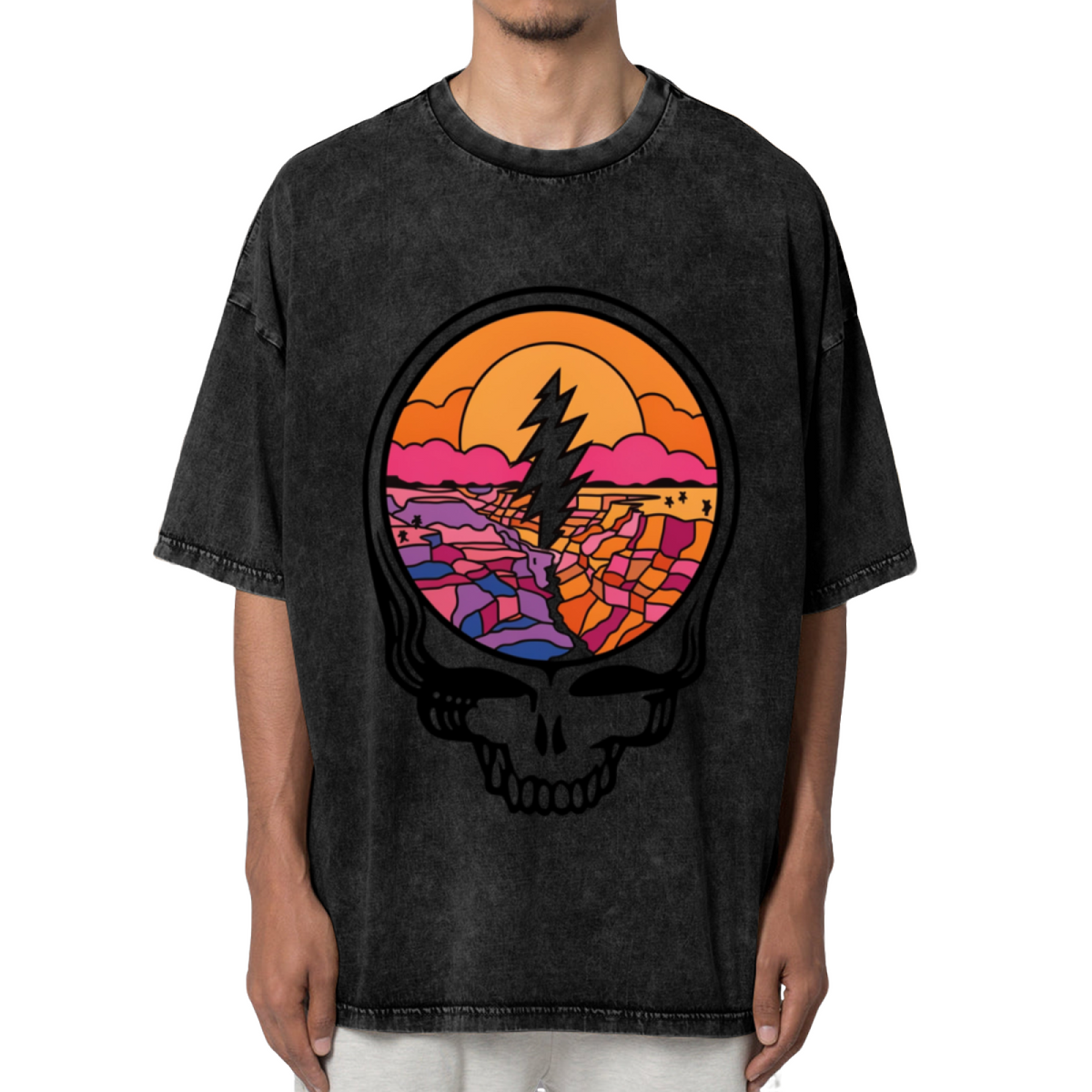 Front view of Grateful Dead Grateful Dead Music Artwork washed graphic T-shirt