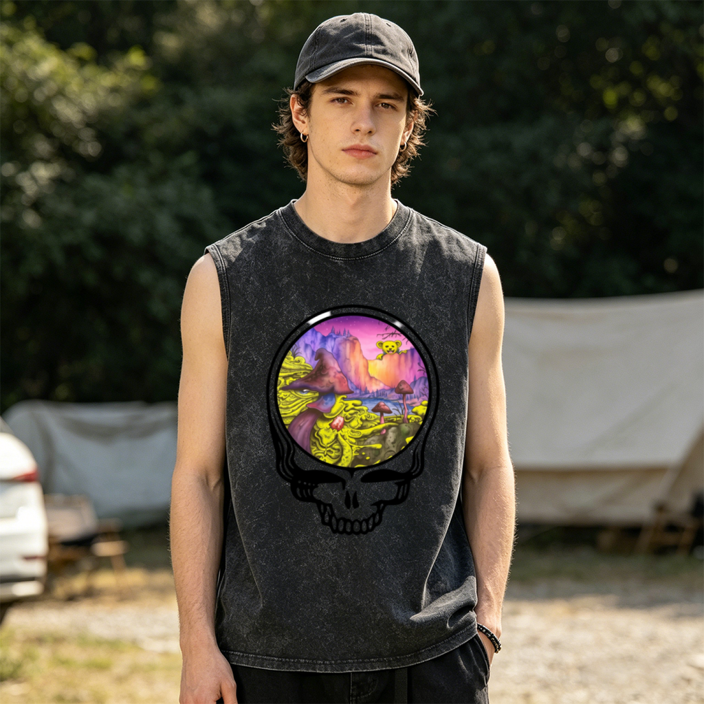 Grateful Dead-themed washed graphic tank top product image