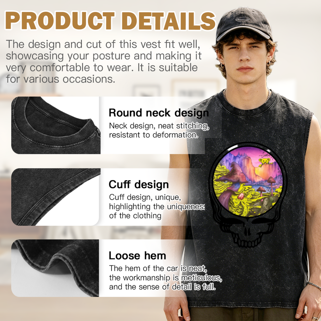 Grateful Dead-themed washed graphic tank top product image