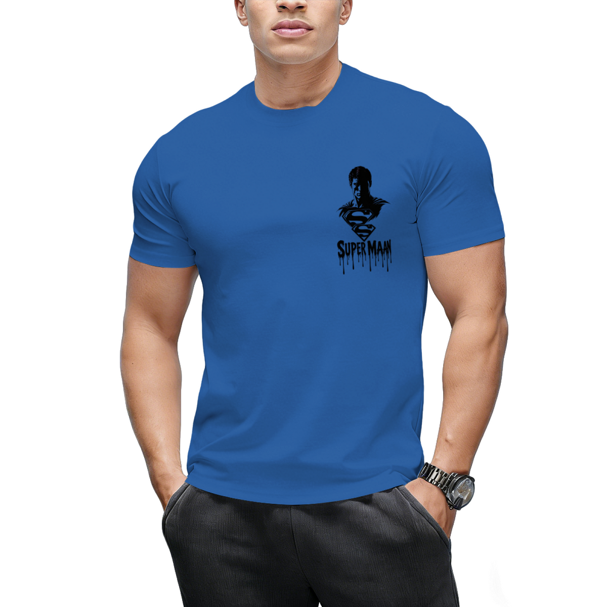 Personalized Superman Chest Tee - Minimalist Comic Art