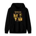Nirvana In Utero Four Panel Yellow Angel Hoodie, product image featuring the a four-panel layout design