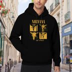 Nirvana In Utero Four Panel Yellow Angel Hoodie, product listing image of the a four-panel layout graphic