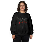 Crewneck sweatshirt product image with dark-toned In Utero angel graphic
