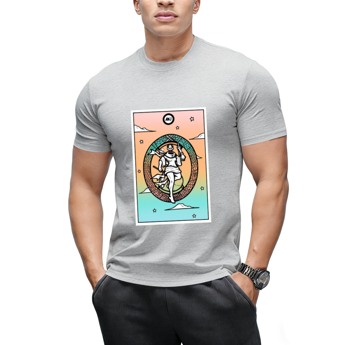 Rainbow Tarot the World Graphic T-Shirt