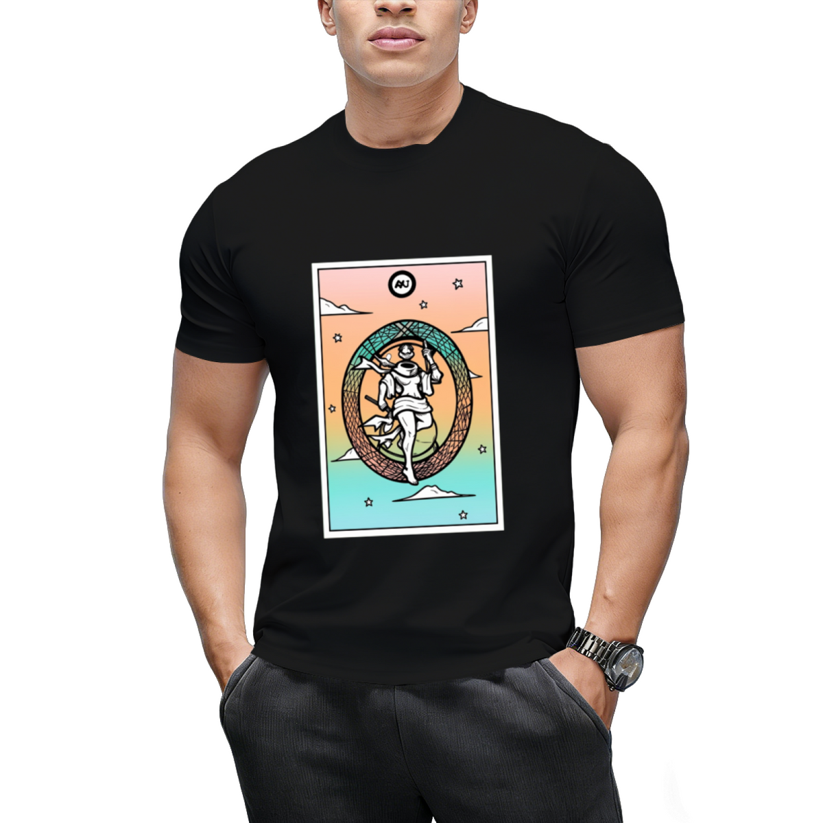 Rainbow Tarot the World Graphic T-Shirt