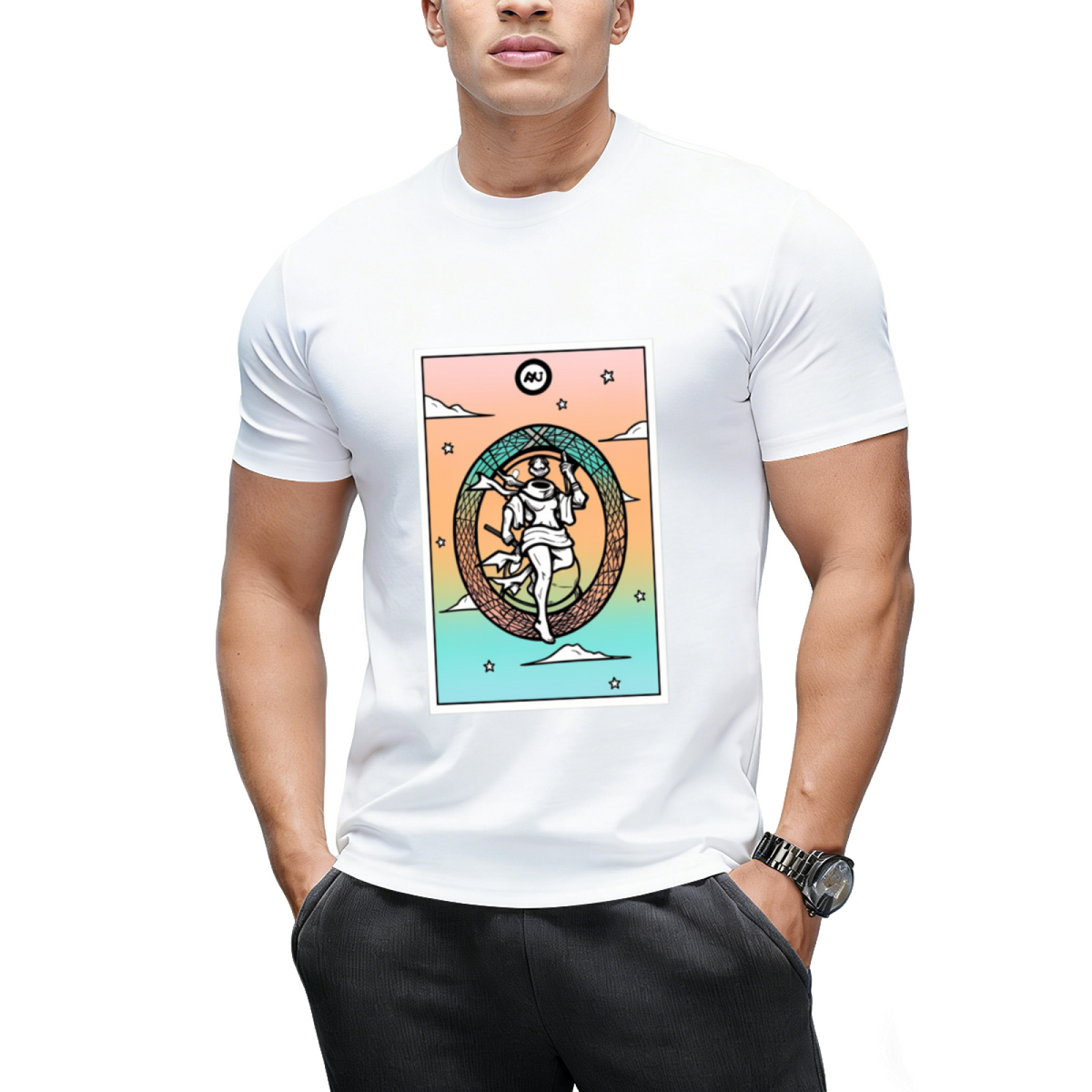 Rainbow Tarot the World Graphic T-Shirt
