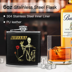 Nirvana Incesticide 6oz vintage-style stainless steel hip flask product image