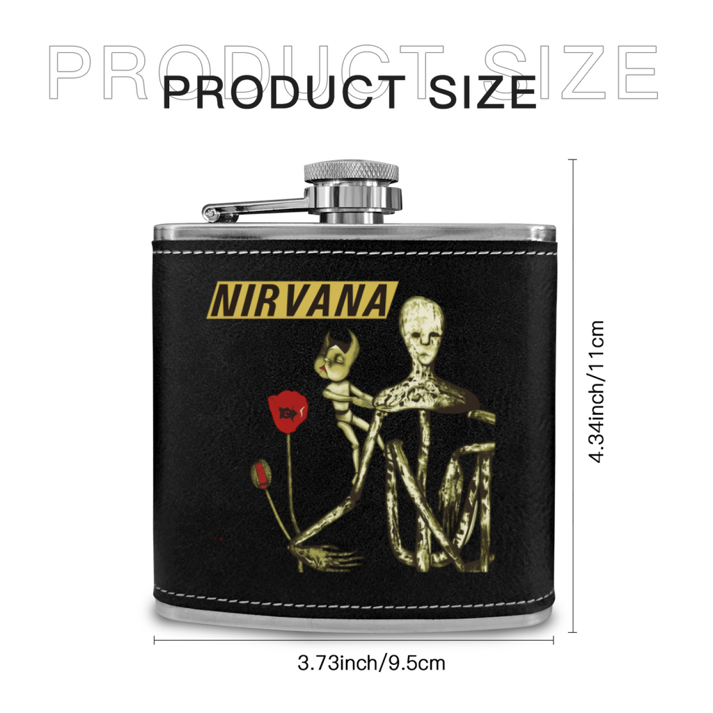 Nirvana Incesticide 6oz vintage-style stainless steel hip flask product image