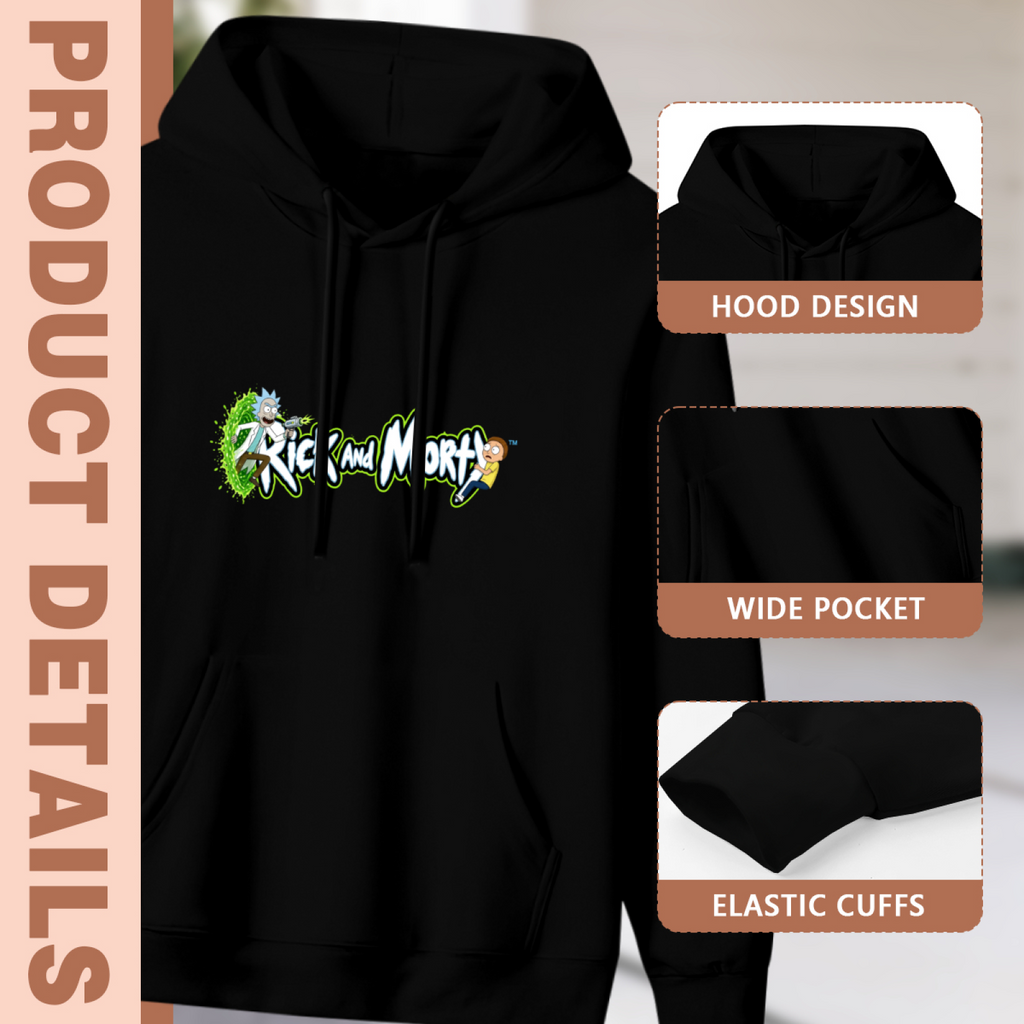 Women's Portal Duo Wordmark Scene hoodie product-feature illustration with close views of the hood, pocket and cuffs