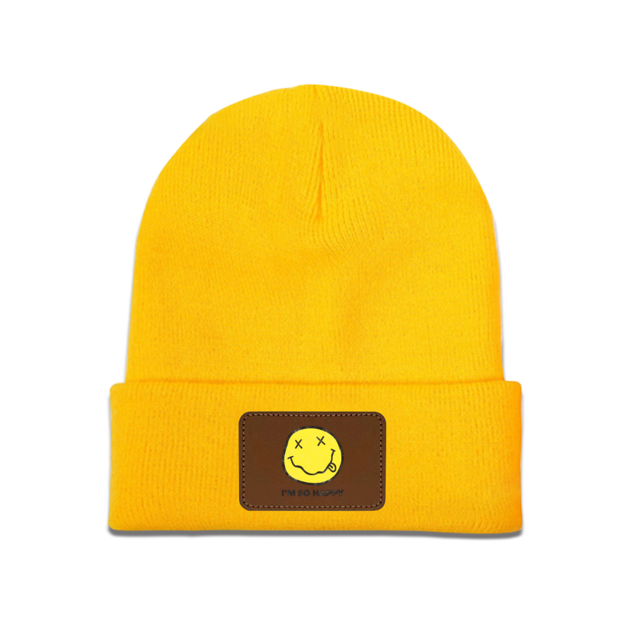 Nirvana I’m So Happy Graphic Patch Knit Beanie