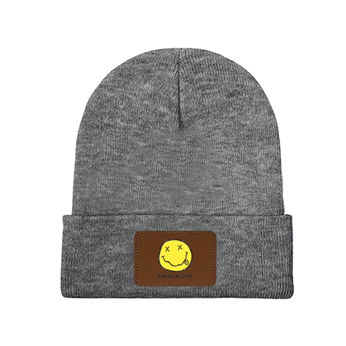 Nirvana I’m So Happy Graphic Patch Knit Beanie