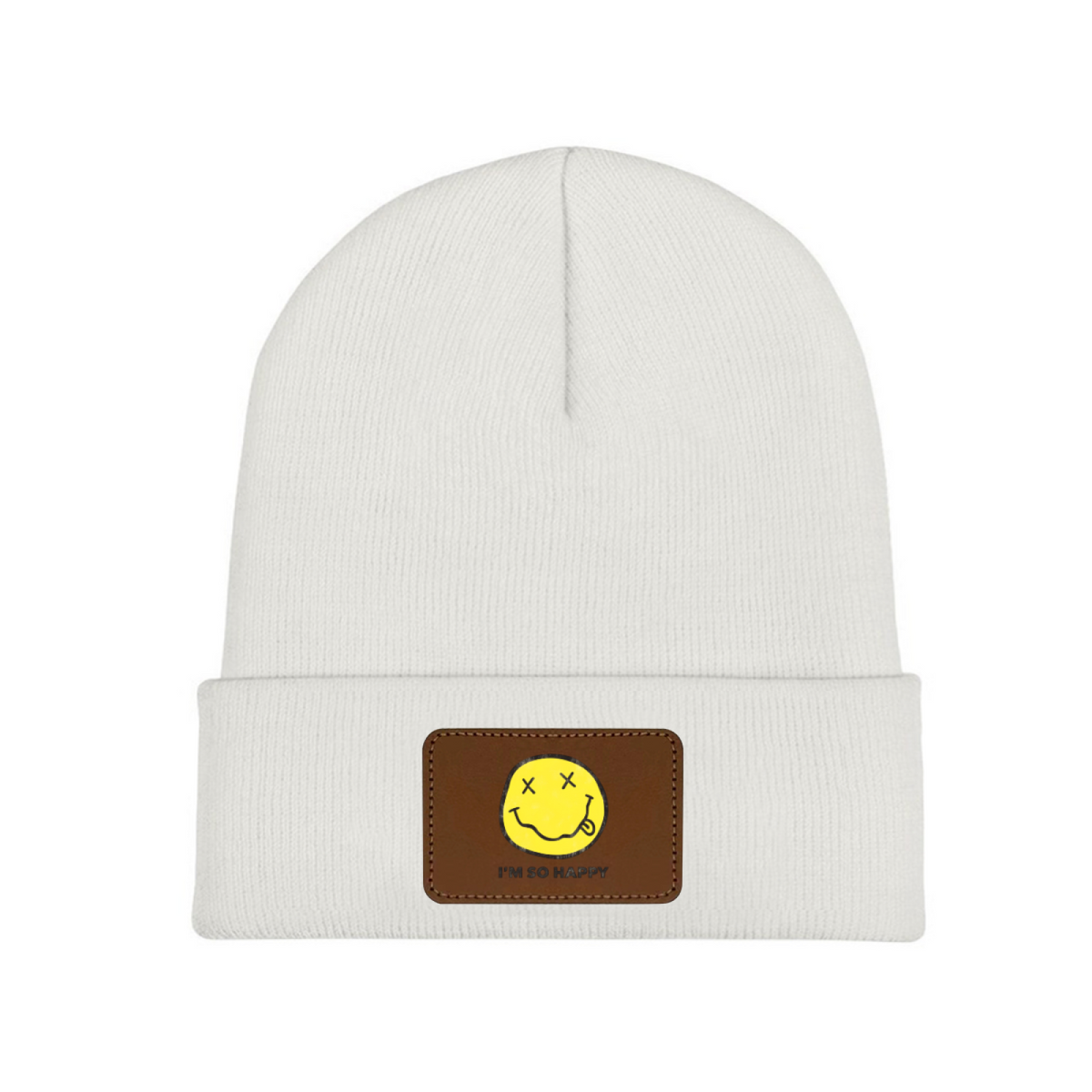 Nirvana I’m So Happy Graphic Patch Knit Beanie