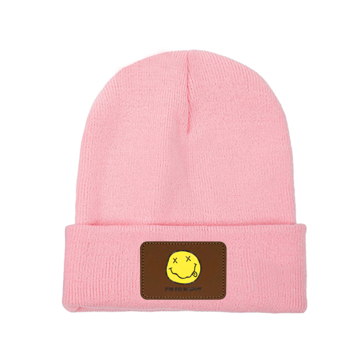Nirvana I’m So Happy Graphic Patch Knit Beanie