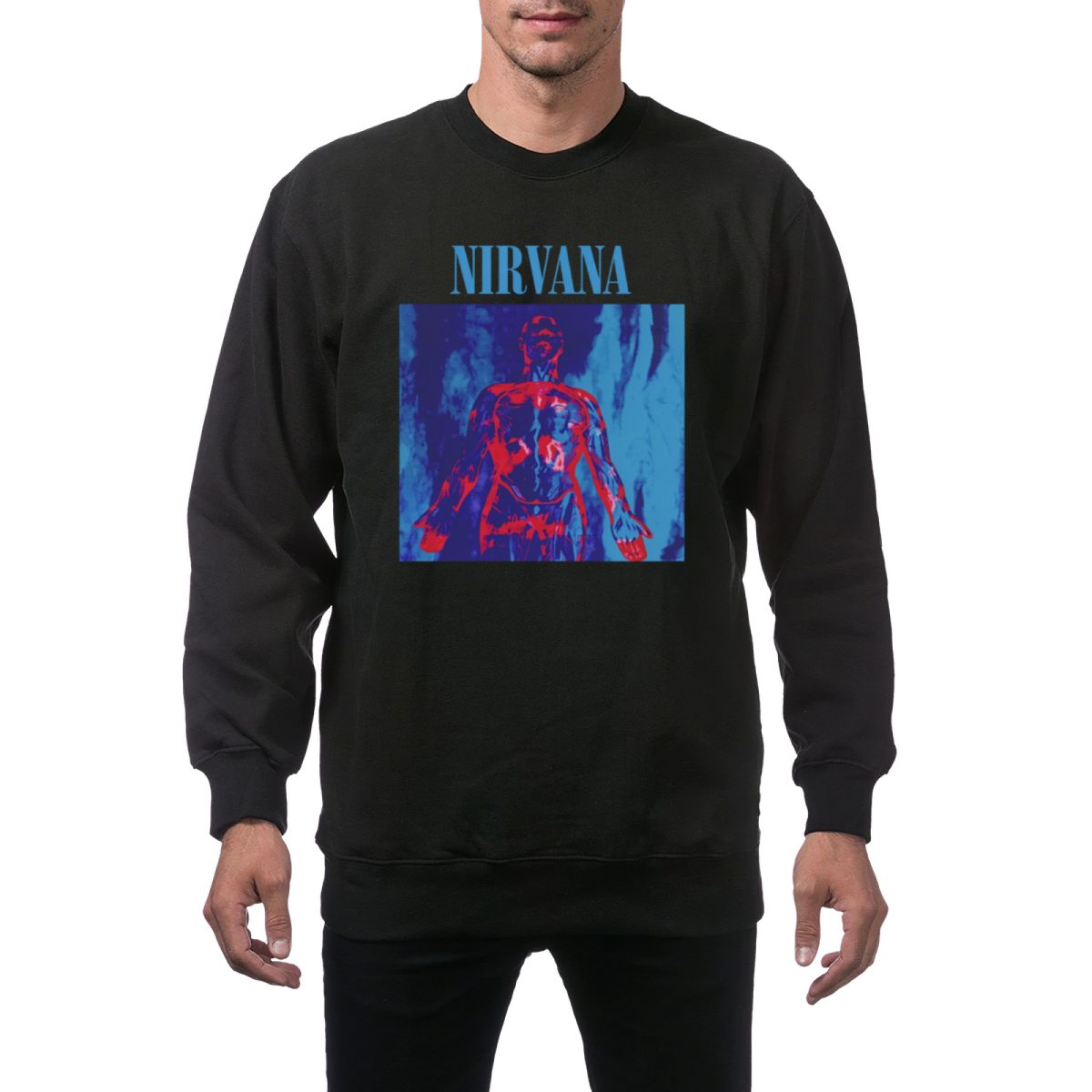 Artwork preview for Nirvana Red Blue Anatomy Crewneck Sweatshirt