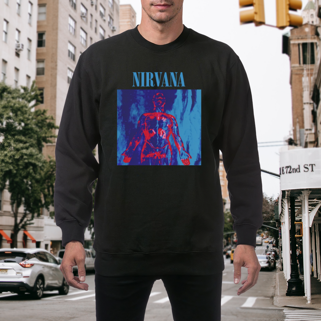 Artwork preview for Nirvana Red Blue Anatomy Crewneck Sweatshirt