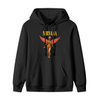 Hoodie product image with in utero pink angel artwork, black colorway