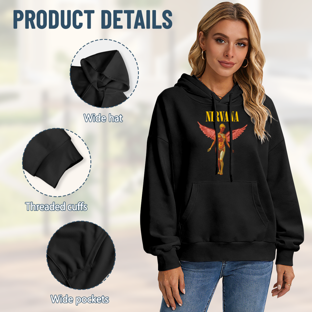 Hoodie product image with in utero pink angel artwork