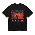 Nirvana Nevermind Red Concert Tracklist Graphic T-Shirt — product design preview of the artwork; red concert-inspired “Nevermind” artwork includes a tracklist element