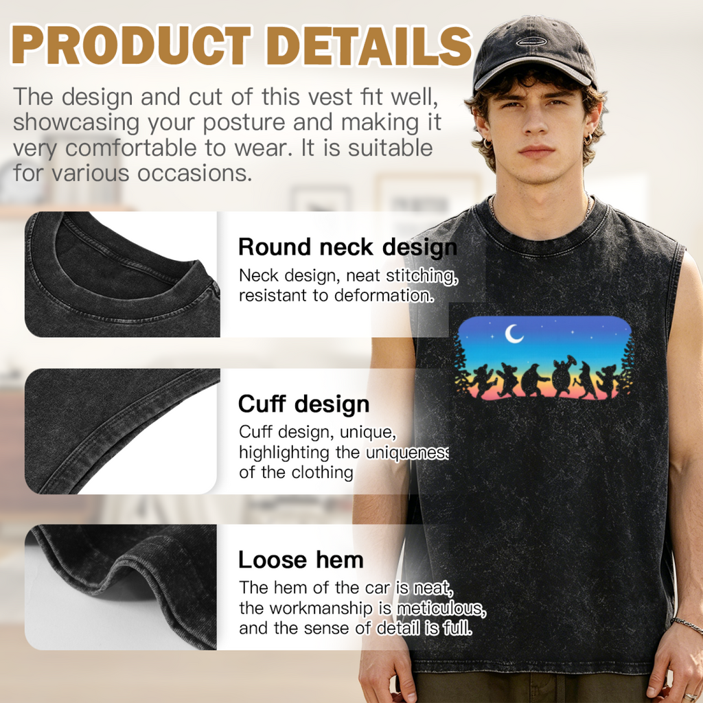 Grateful Dead washed graphic tank top with Navy Blue With A Colorful Of People And Nature graphic