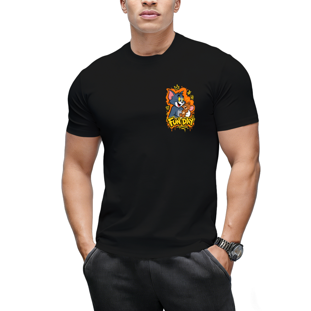 Happy Tom and Jerry Thumbs Up Cheese Splatter Art Tee
