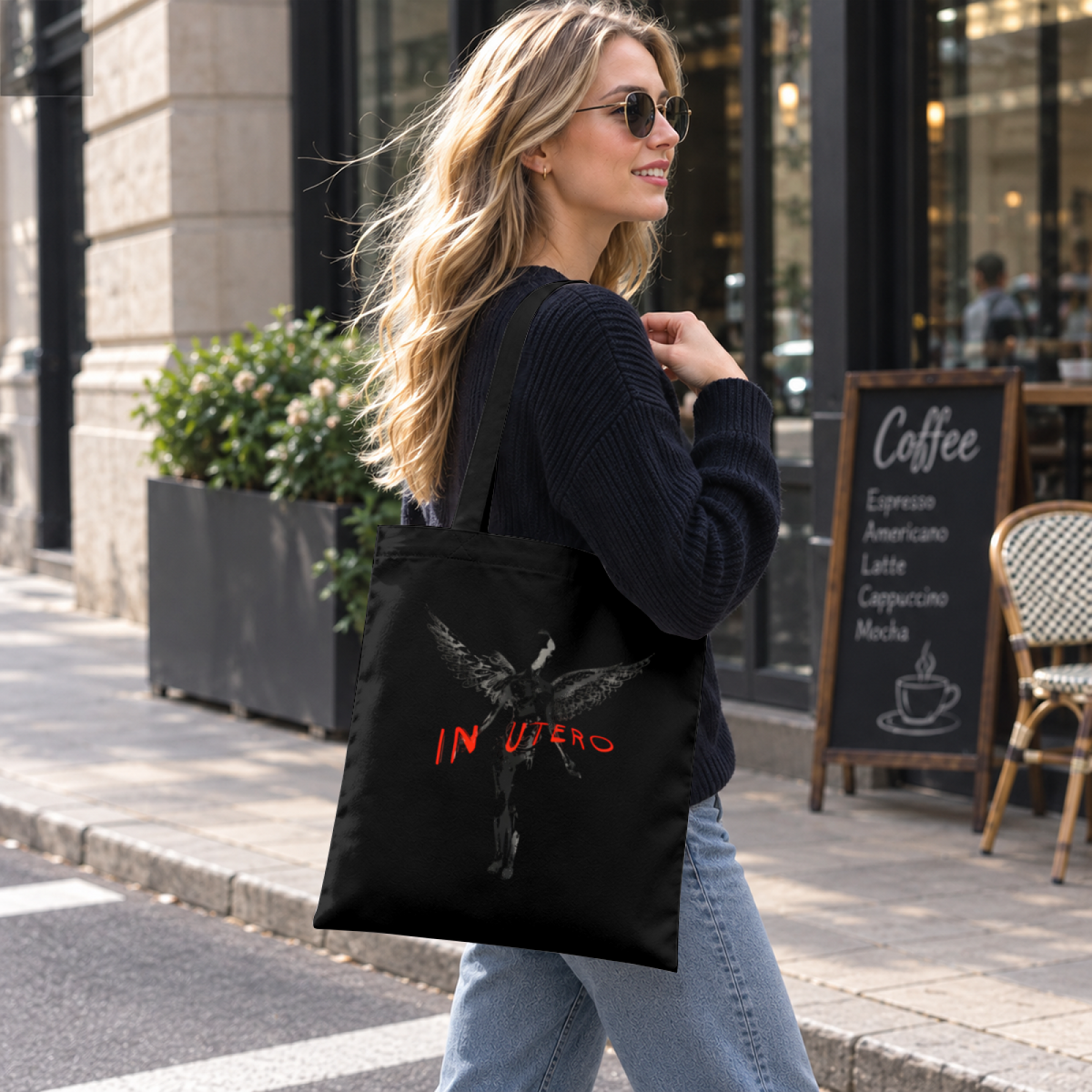 Nirvana In Utero Graphic Canvas Tote Bag — another In Utero-themed interpretation from the collection