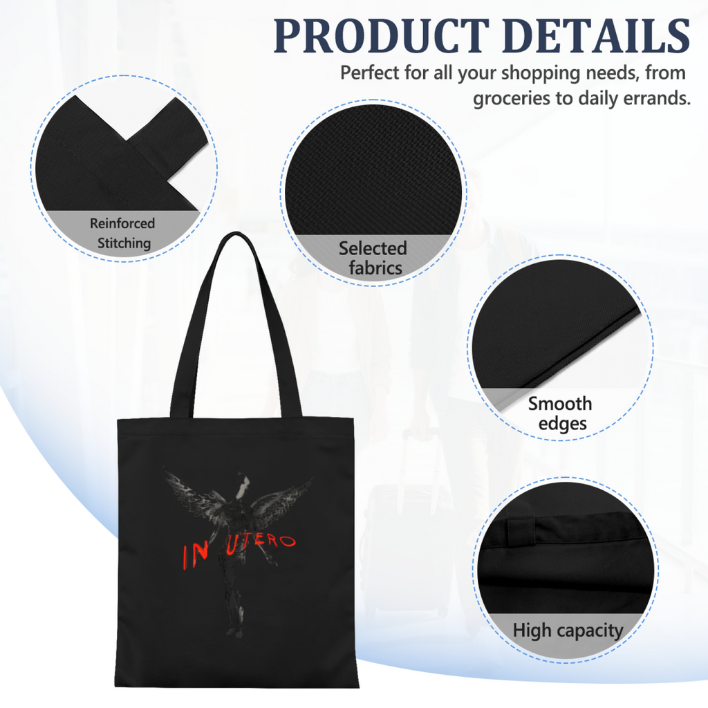 Nirvana In Utero Graphic Canvas Tote Bag — another In Utero-themed interpretation from the collection