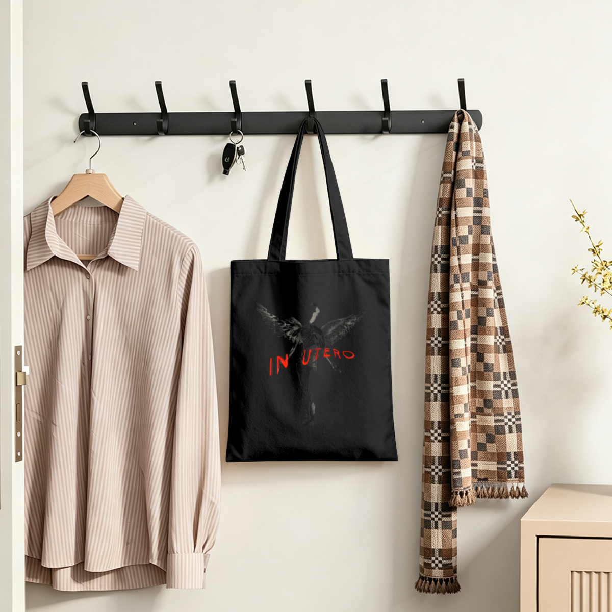 Nirvana In Utero Graphic Canvas Tote Bag — another In Utero-themed interpretation from the collection