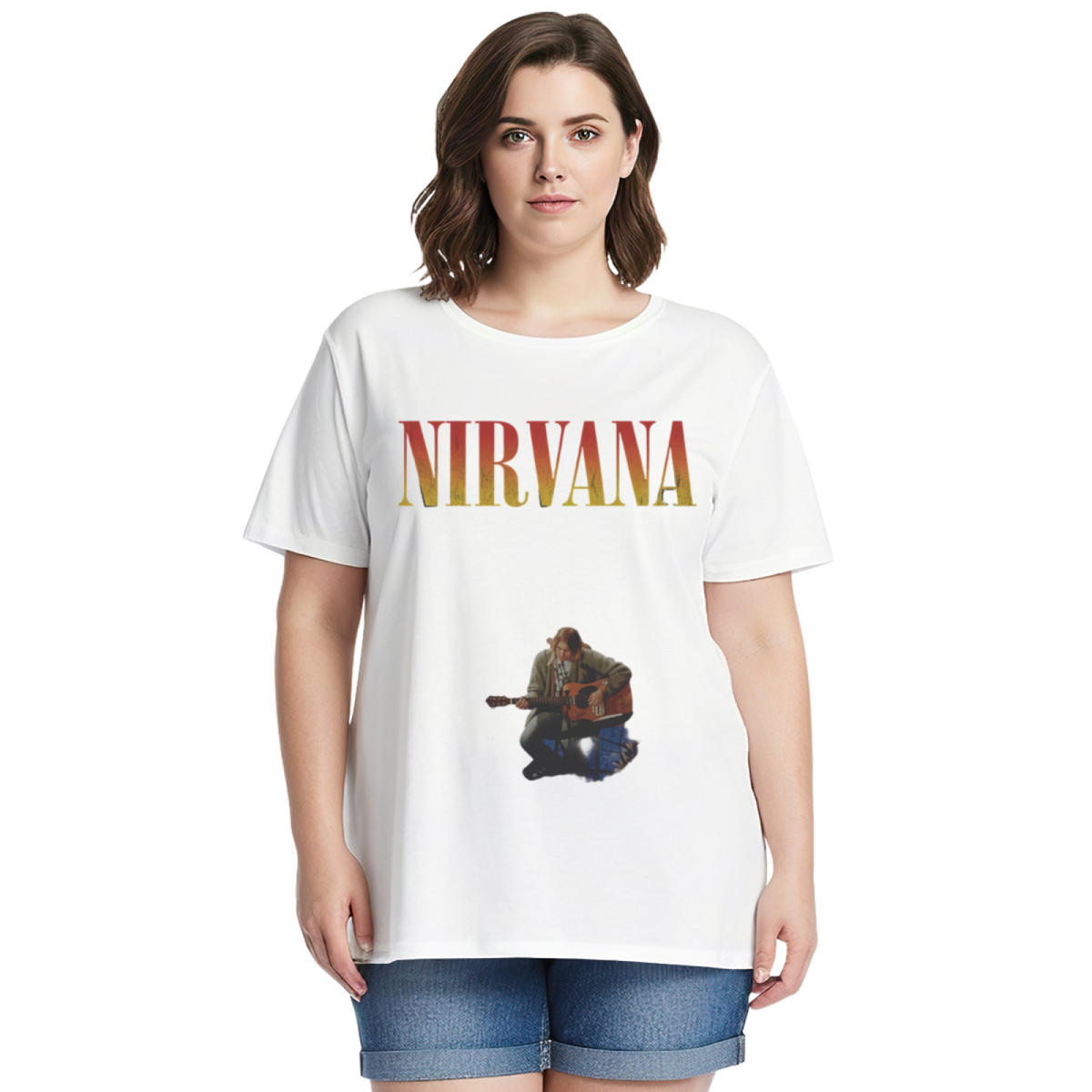 Nirvana Kurt Cobain Acoustic Guitar Graphic T-Shirt