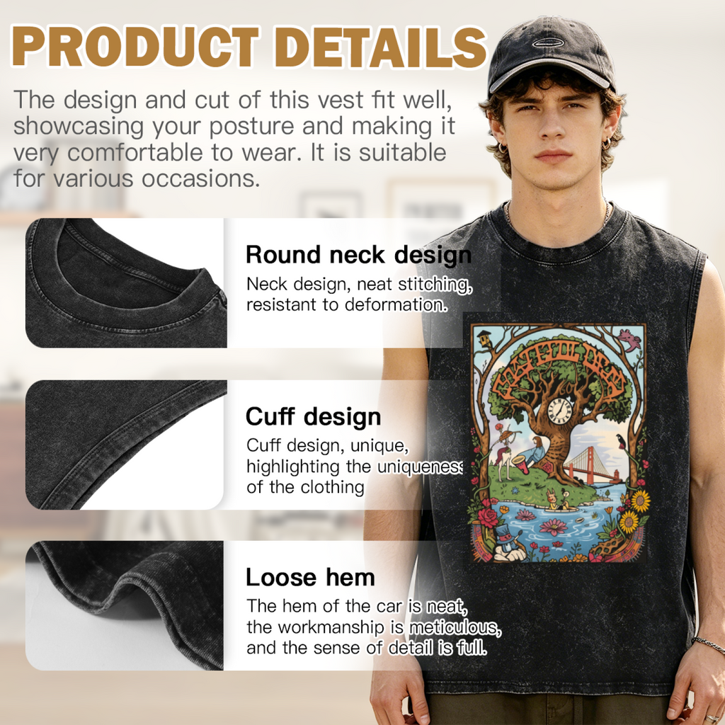 Grateful Dead washed graphic tank top with 60th Anniversary Tie Dye graphic
