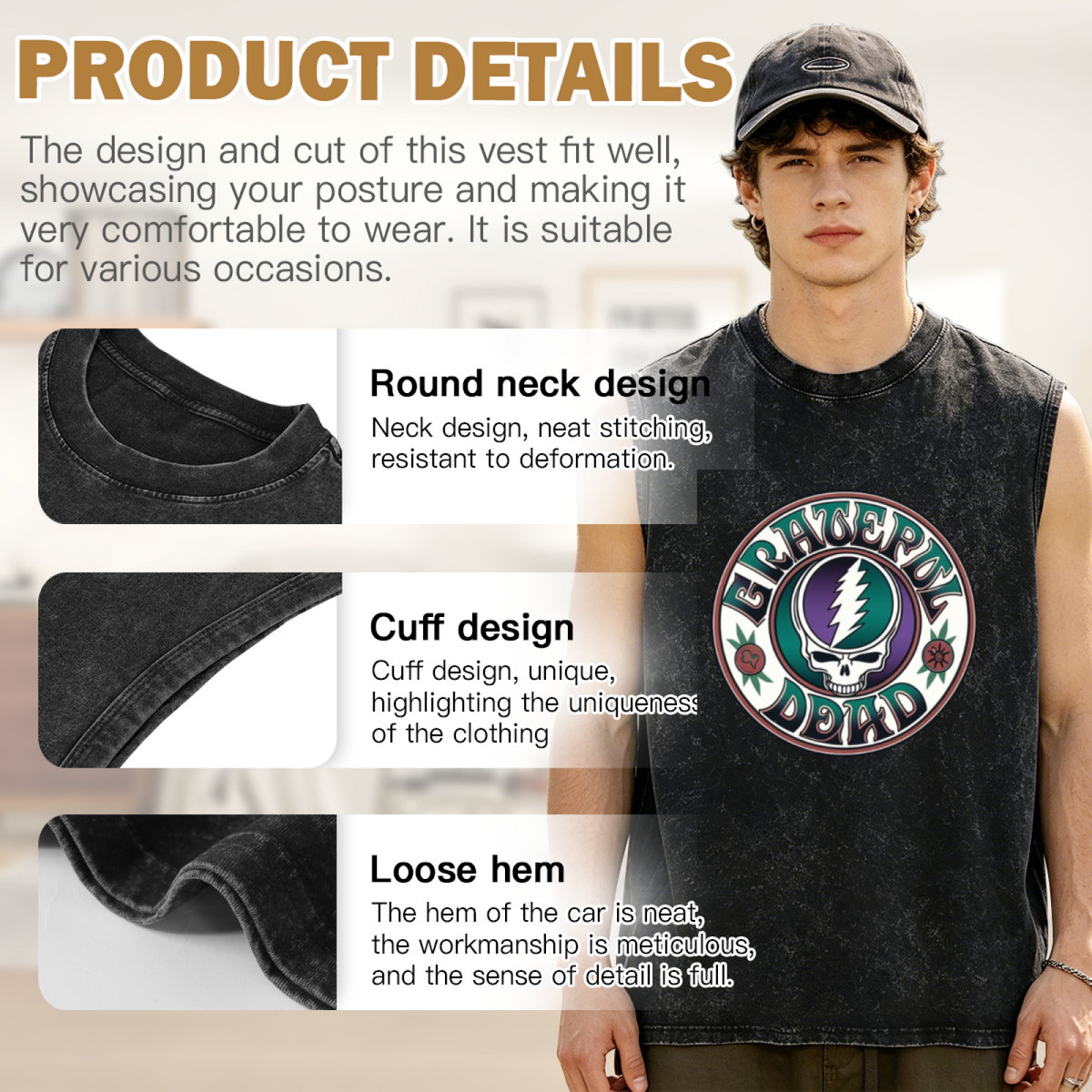 Grateful Dead washed graphic tank top with Blue With A Logo graphic
