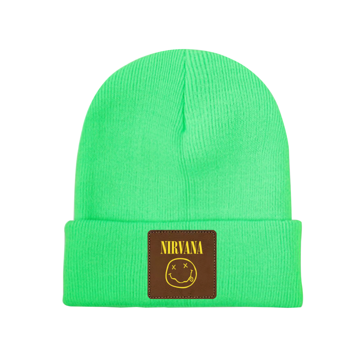 Nirvana Classic Smiley Square Patch Beanie