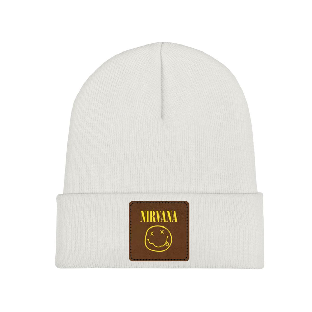 Nirvana Classic Smiley Square Patch Beanie