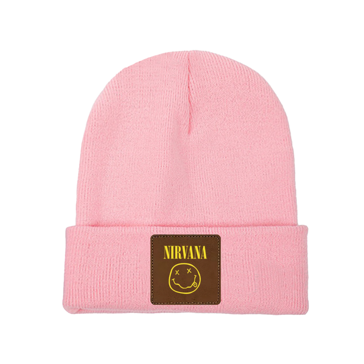 Nirvana Classic Smiley Square Patch Beanie