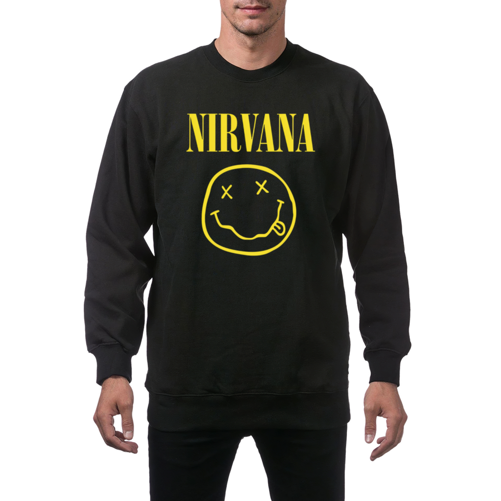 Artwork preview for Nirvana Yellow Smiley Face Crewneck Sweatshirt