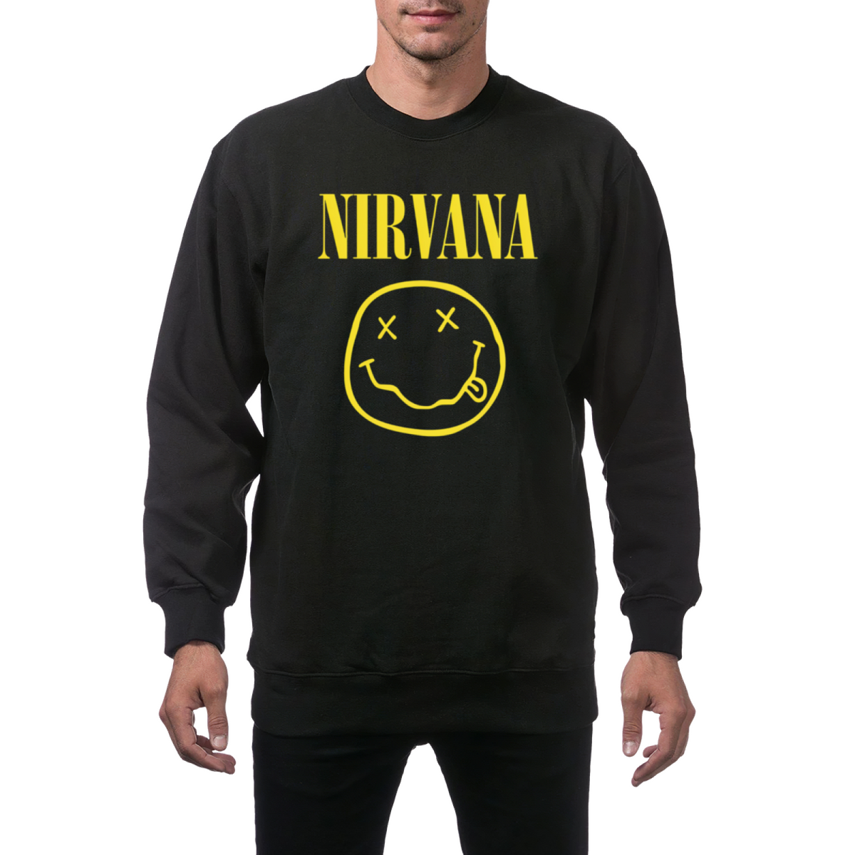 Artwork preview for Nirvana Yellow Smiley Face Crewneck Sweatshirt
