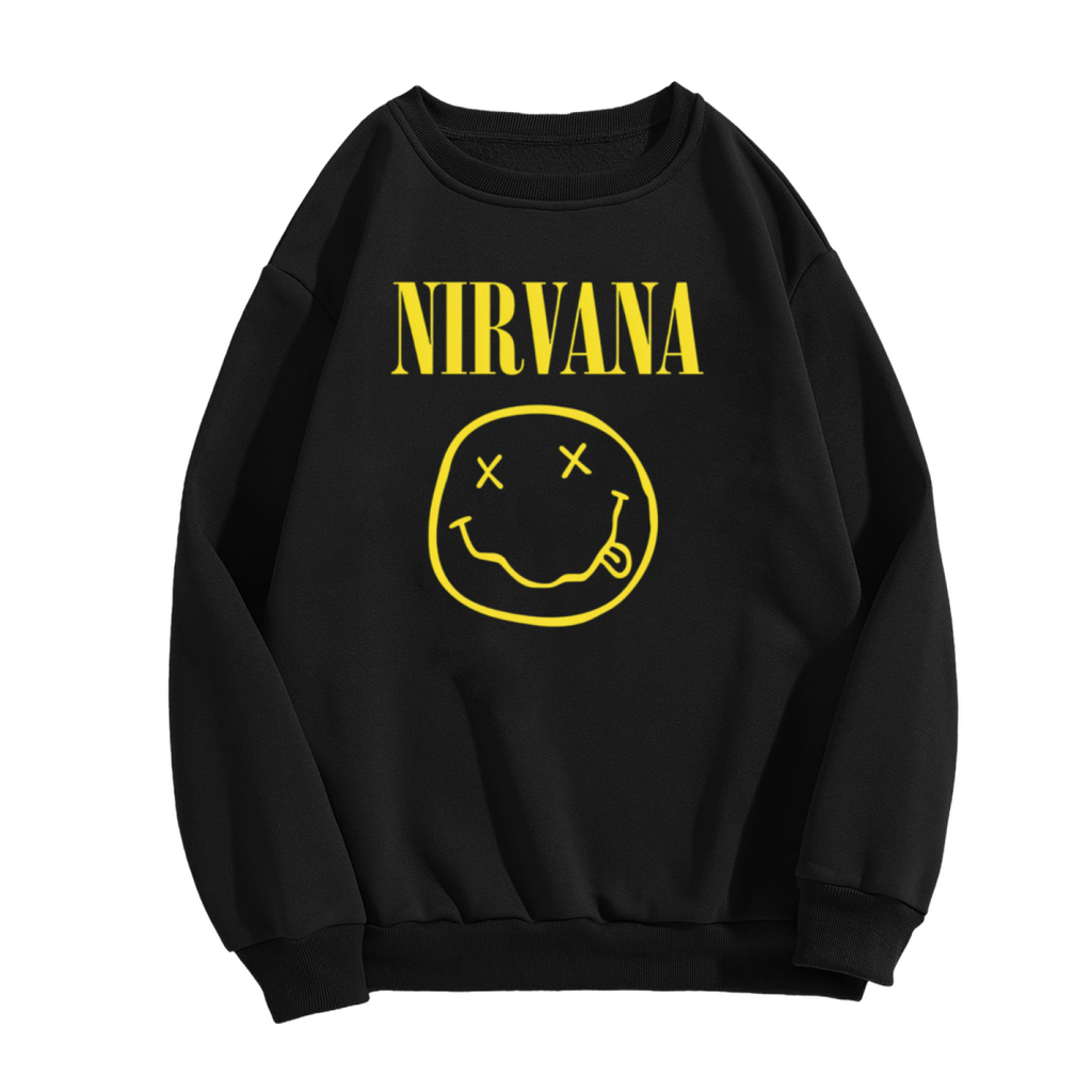 Artwork preview for Nirvana Yellow Smiley Face Crewneck Sweatshirt